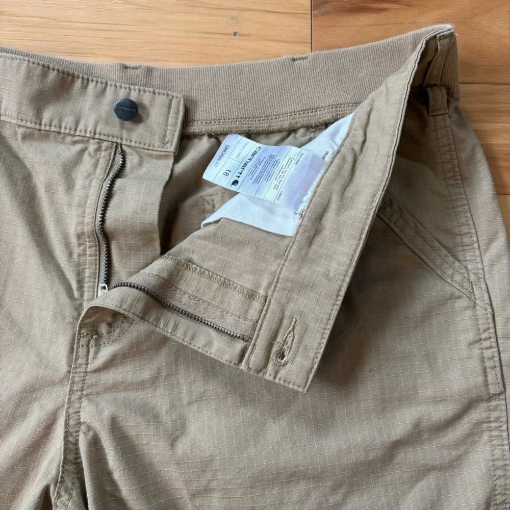 Carhartt Force Original Fit Work Shorts Women 18 Khaki Ripstop Cotton